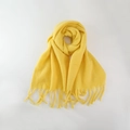 Soft yellow cashmere-feel scarf with long fringe trim for winter warmth and styling - Lemon Yellow