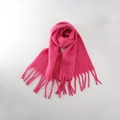 Soft thick bright pink cashmere-like scarf with long fringe details for winter - Flame Pink