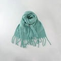 Soft mint green cashmere-style scarf with long tassels and thick warm knitted texture - Feldspar Green