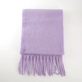 Soft lavender purple mohair scarf with thick fringe tassels for winter warmth - Light Purple