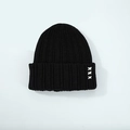 Classic black knitted beanie hat featuring white XXX embroidery with a folded cuff design - Black