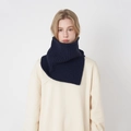 Cache-cou bleu marine en maille épaisse avec motif côtelé pour l'hiver froid - Bleu marine