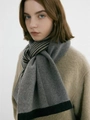 Sciarpa in maglia grigio e nero con motivo a righe e texture morbida elegante - 1# Grigio