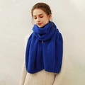 Solid royal blue knit scarf for women in a soft cashmere-like ribbed winter style - Delphinium Blue