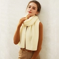 Solid cream knit scarf for women with thick ribbed texture in elegant autumn style - Beige Apricot