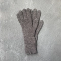 Gants d'hiver en maille côtelée gris chiné avec texture laine et poignets élastiques - Gris Gravier
