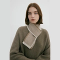 Bufanda de punto a cuadros marrón y beige con estilo cruzado para calidez invernal - 1# Camel