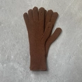 Gants en tricot côtelé marron foncé avec poignets coupe-vent allongés pour la chaleur - Brun Bûche
