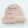 Gorro de punto de lana para invierno con diseño multicolor jaspeado en blanco y rosa - Rosa Marrón