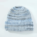 Gorro de lana tejido para invierno en mezcla de azul claro, blanco y gris - Gris Azulado