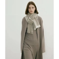 Taupe polka dot knit scarf paired with beige long coat and ribbed dress for women - Beige and Camel Polka Dot (2#)