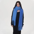 Écharpe épaisse en cachemire bleu roi avec franges pour la chaleur hivernale - Bleu Royal