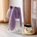 Fashionable light purple knitted Y2K beanie with long rabbit ears in mohair texture - Taro Purple