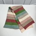 Gebreide sjaal van wolmix met kleurrijke vintage strepen voor winterwarmte - Bruin-groene Strepen