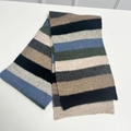 Gebreide wollen sjaal met meerkleurige strepen in zwart, blauw en grijstinten - Blauw Zwart Gestreept