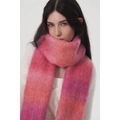 Pink and orange gradient mohair scarf with a soft thick texture for winter warmth - Enchanting Pink