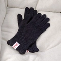 Women's black wool knit gloves with fingerless design and Mula brand woven label - Black