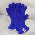 Women's royal blue wool knit gloves with fingerless design and branded woven label - 4# Royal Blue