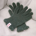 Deep green wool blend knit fingerless gloves with Mula fabric label for women - Dark Green