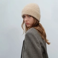 Berretto unisex in lana a ricciolo beige con bordo spesso e trama morbida invernale - 2# Cachi