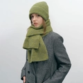 Set berretto e sciarpa in maglia verde erba con spessa trama in mohair per l'inverno - Verde matcha