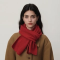 Bufanda de punto roja de mezcla de lana para mujer, cálida bufanda acanalada - Rojo