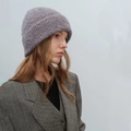 Chic lilac bouclé wool knit beanie for winter warmth with thick cuffed design for adults - Light Gray (3#)