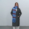Thick winter striped mohair scarf with tassels in royal blue and burgundy red finish - Blue Red Stripes