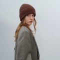 Deep brown bouclé knit beanie with a textured finish for a warm autumn and winter look - 10# Dark Brown