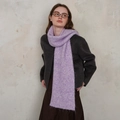 Bufanda de punto de mohair lila claro para mujer con patrón de rombos de moda - Violeta Claro
