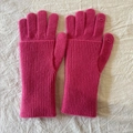 Rose red wool blend knitted gloves with touchscreen finger openings for winter warmth - Rose Red