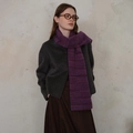 Bufanda de punto retro en mezcla de lana violeta con textura de felpa para invierno - Violeta