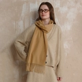 Classic mustard yellow wool scarf with long tassels for autumn and winter fashion style - Light Camel