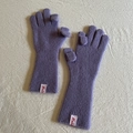 Purple wool blend knitted gloves with ribbed cuffs and unique thumb flip-top design - Purple