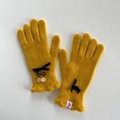 Eleganti guanti in lana giallo senape con fiocco nero e dettagli di bottoni decorativi - Giallo Senape