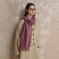 Classic dusky pink wool scarf for women with elegant tassels for autumn and winter outfits - Grape Purple