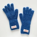 Blue knit touchscreen gloves with plush wool texture and stylish ribbed wrist cuffs - Sapphire Blue