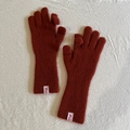 Caramel wool-blend knitted gloves for women with ribbed cuffs and convertible thumb flap - Wine Red