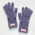Winter purple knit gloves for women featuring warm plush wool blend and ribbed cuffs - Lavender