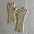 Beige wool knit gloves with flip-top thumb and index finger for winter warmth - Off White
