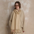 Classic beige wool blend scarf with tassel fringe edges for a minimalist winter style - Beige Apricot