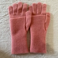 Pink wool knit gloves with touchscreen finger openings and warm long ribbed cuffs - Neon Pink