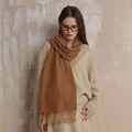 Classic caramel wool scarf with fringe detail for a warm autumn and winter look - Light Coffee