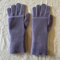 Purple wool knit convertible gloves with touchscreen finger openings and ribbed cuffs - Violet