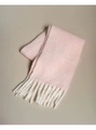 Thick soft wool scarf in light pink with creamy white tassels for winter warmth - Barbie Pink