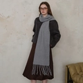 Light gray wool blend knitted scarf with long tassels in a minimalist nordic style - Navy Gray