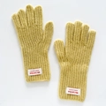 Ginger yellow knitted plush gloves for women with touch screen function and ribbed cuffs - Yellow
