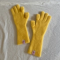 Bright yellow wool knit gloves with functional fold-over thumb and index fingers - Bright Yellow