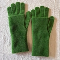Grass green wool knit gloves with full fingers and long ribbed cuffs for winter warmth - Grass Green