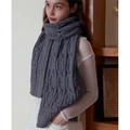 Classic grey chunky cable knit scarf for men and women with soft textured warm fabric - Gray